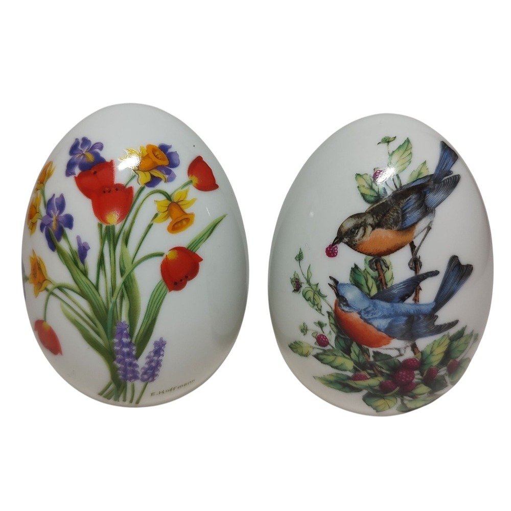 Vintage Avon Collectible Eggs Summers Song Sring Brilliance Figurines Set of Two
